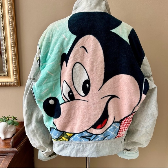 90's Vintage Guetta Brothers Too Cute Disney Mickey Mouse Denim Jean Jacket - Picture 1 of 14